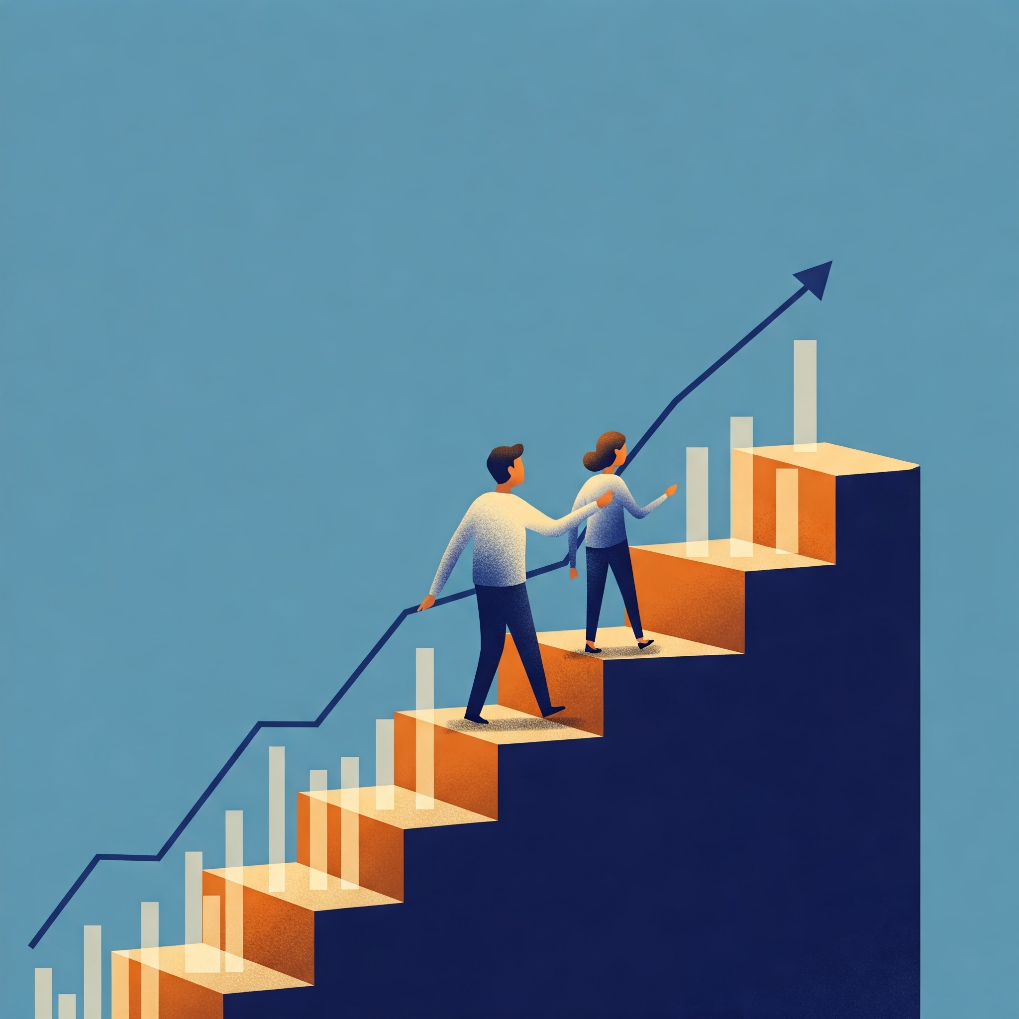 Abstract representation of mentoring, showing guidance and growth